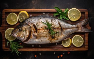 Grilled dorada fish created with Generative AI technology