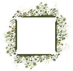 Abstract grunge floral frame, element for design, vector illustration