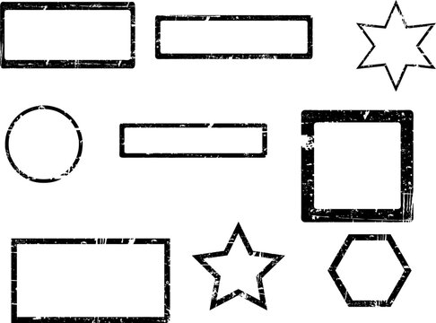 9 Grunge Stamp Outlines (Transparent vectors - can be overlaid on other graphics text etc.
