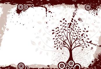 Grunge tree background, vector illustration