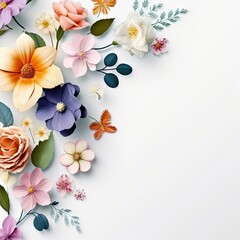 A stunning composition of vibrant flowers gracing a serene white background