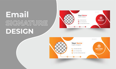 Personal and Creative email signature template. Modern email signature vector templates design. Email Signature Layout with Orange and red color.  Business professional  email signature.