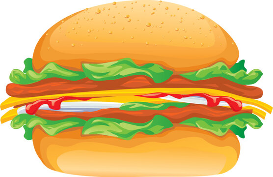 hamburger rasterized vector illustration with clipping path included