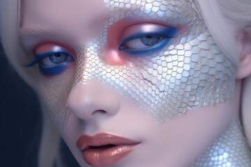 portrait of a female white snake, generative ai