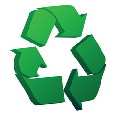 3D recycle symbol isolated over white background