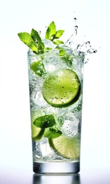 product shot of Mojito Cocktail drink on white background created with Generative AI technology