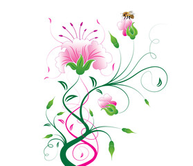Abstract flower with bee, element for design, vector illustration