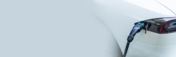 Electric car charge banner background. Electric automobile technology concept background.