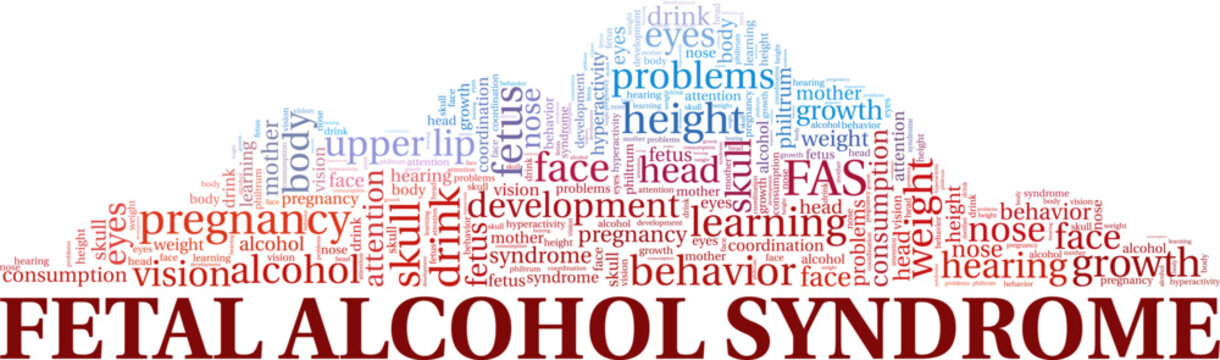 FAS - Fetal Alcohol Syndrome word cloud conceptual design isolated on white background.