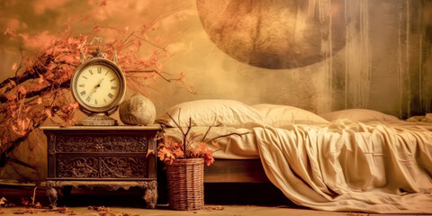 Vintage Wallpaper Banner with some Utensils in the Style of Meticulous Photorealistic Still Life Jumble of Objects Generative AI Background Digital Art