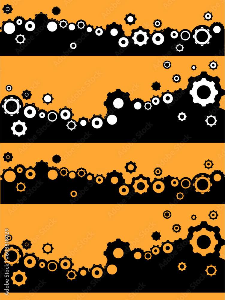 Poster industrial elements - cogs and wheels in both solid and transparent formats for a wider range of use