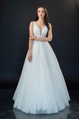 Fototapeta na wymiar Stylish fashion woman bride wedding dress