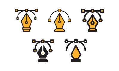 pen tool icon set, pen tool icon vectors, icon vector, clipart graphics
