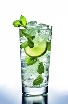 Studio photo shot of Cocktail Mojito on clear background created with Generative AI technology
