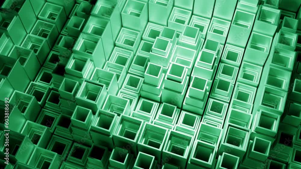 Poster circular waves of geometric surface. design. ripples of square columns in matrix space. square colum