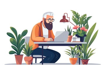 person working on laptop in office, Generative AI 