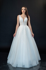 Fototapeta premium Beautiful smiling bride portrait perfect make up