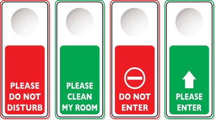 Collection of four do not disturb sign in green and red