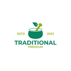 Creative traditional nature medicine herbal logo design illustration idea