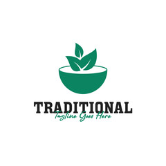 Creative traditional nature medicine herbal logo design illustration idea