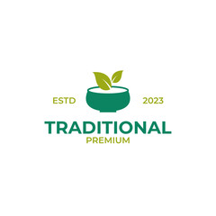 Creative traditional nature medicine herbal logo design illustration idea