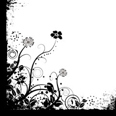floral black and white mono background design with copy space