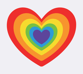 Rainbow hearts. Pride icon. Color vector. LGBT Lesbian gay bisexual transgender concept. Love symbol