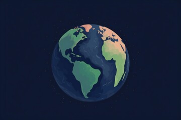 Simplistic llustration of an earth in a blue background, generative AI