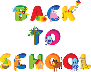 cartoon vector illustration  of a advert of a back to school