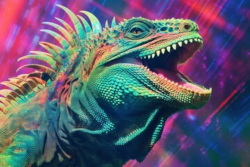 Obraz premium iguana on color lights background