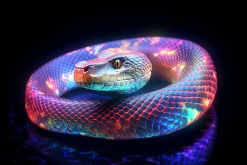 glowing Snake in the Dark, Magical Wallpaper, generative ai