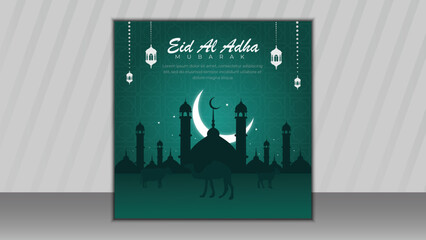 Eid al adha mubarak islamic festival post design template 