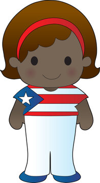 Little girl in a shirt with the Puerto Rican flag on it