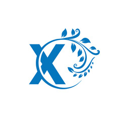 Letter X logo Nature Leaves Logo, Alphabetical leaf icon. Beautiful floral capital letters. logo for company