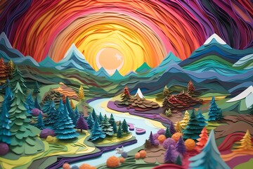 fantastic colorful landscape, generative ai
