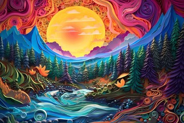 Obraz premium fantastic colorful landscape, generative ai