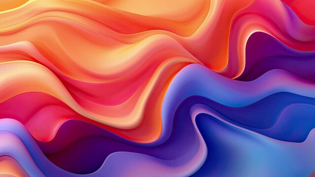 Abstract orange and blue liquid motion video background with slow movement, thick layer of paint, marble effect fluid