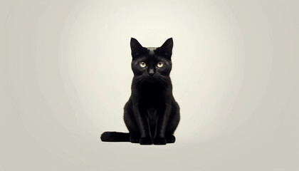 black cat on white. ai generative