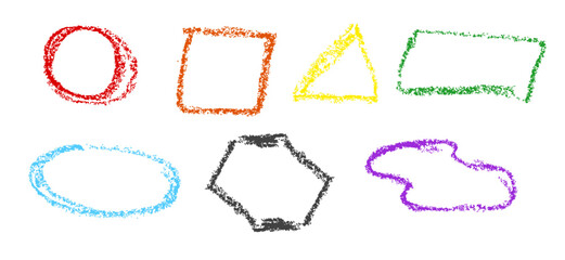 simple colorful hand draw vector crayon sketch frame basic shape