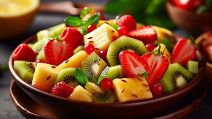 Naklejka na ściany i meble salad with fresh fruits and berries