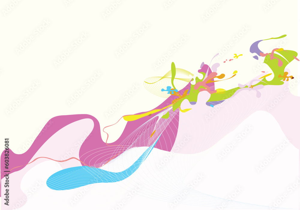 Aufkleber vector illustration - abstract background made of color splashes and curved lines
