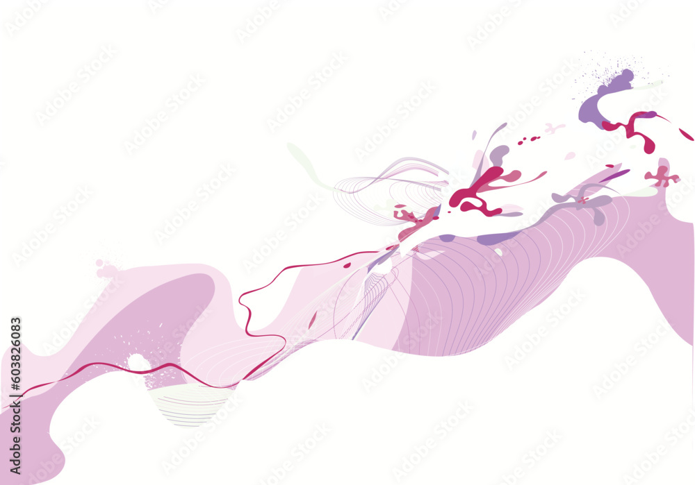 Aufkleber vector illustration - abstract background made of color splashes and curved lines