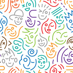 
faces of people - seamless vector background,design element