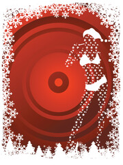 Abstract vector illustration of Christmas girl background in red