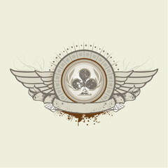 Vector illustration on a gambling subject. Club Suit emblem