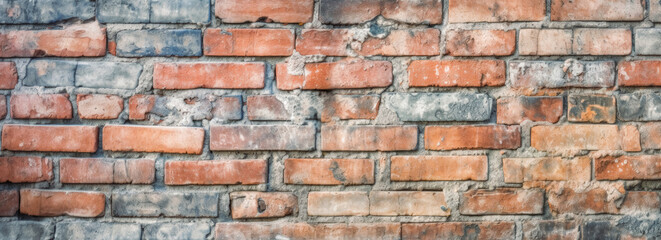 Old brick wall texture with plaster wallpaper, abandoned vintage brick wall. Generative Ai Illustration.
