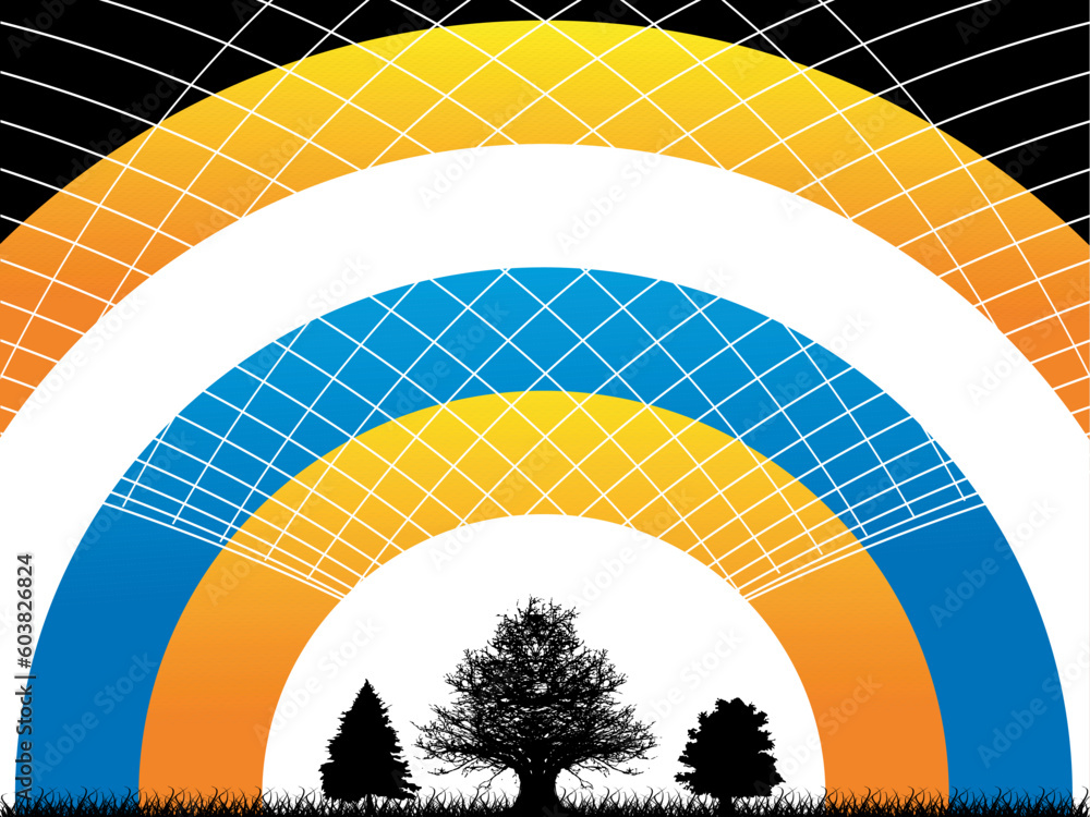 Aufkleber abstract vector illustration of net waves on rainbow background