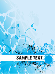 Fototapeta na wymiar Abstract vector sample text on blue background of floral design, illustration