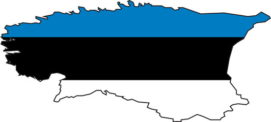 Vector Illustration of a Map and Flag from Estonia