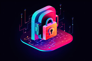 Symbol of cybersecurity created with generative AI technology